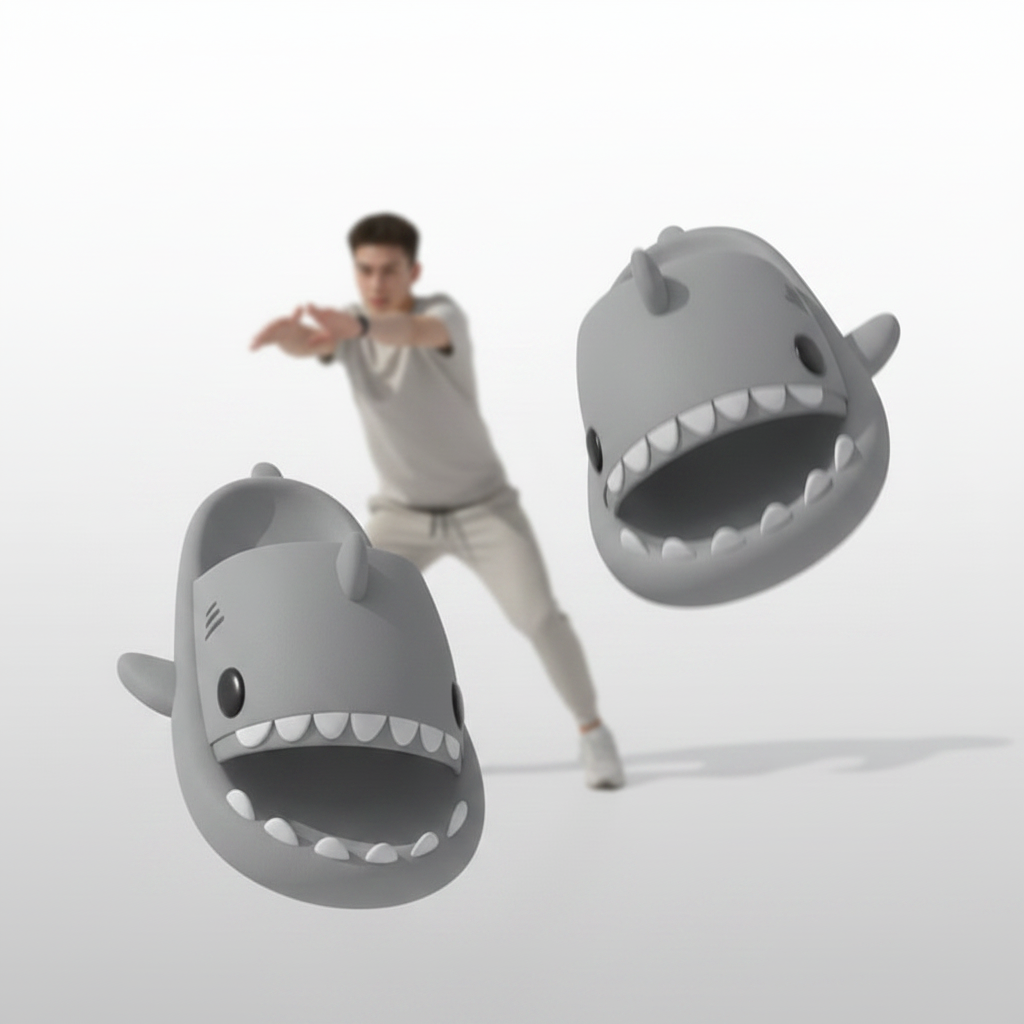 Carbon Black Shark Slippers
