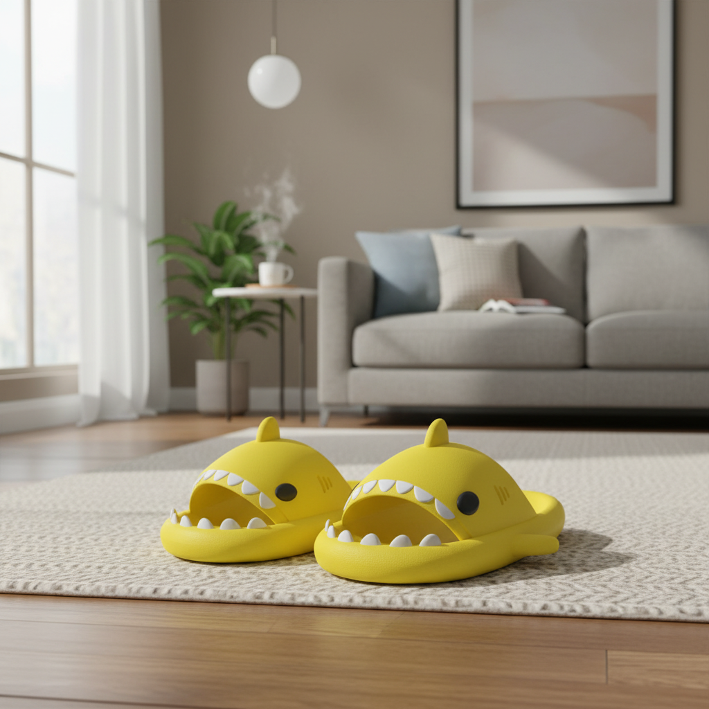 Carbon Black Shark Slippers