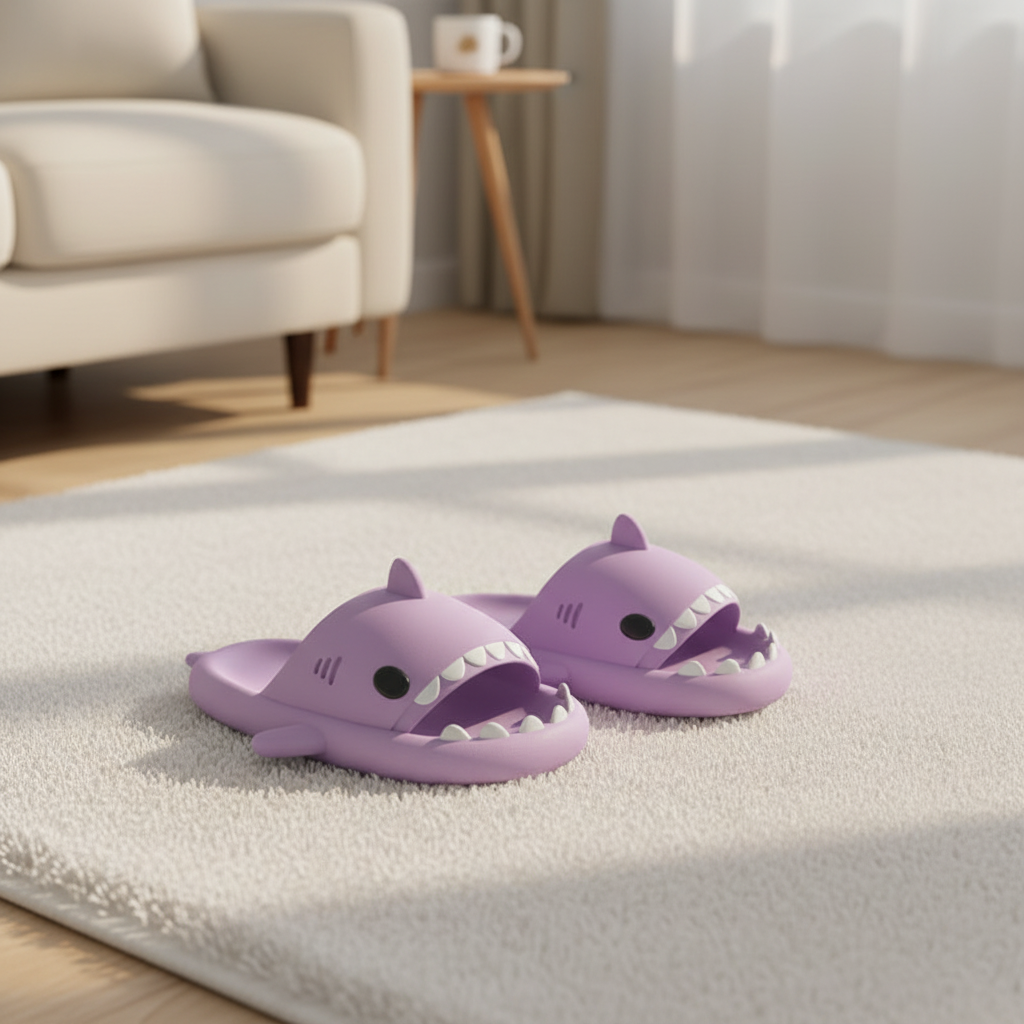 Carbon Black Shark Slippers