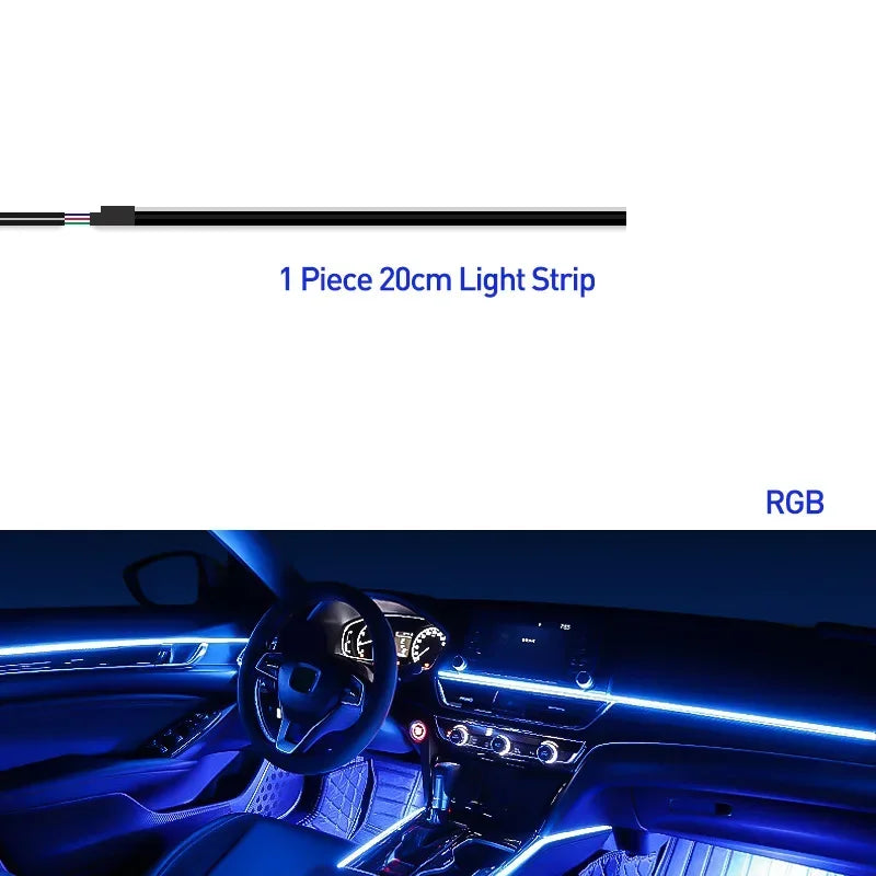Luzes LED Interior Carro 64 Cores | App Bluetooth | 18 Tiras