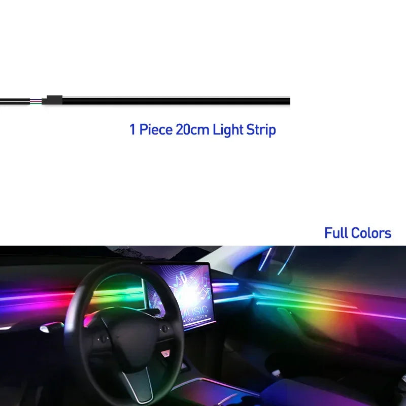 Luzes LED Interior Carro 64 Cores | App Bluetooth | 18 Tiras