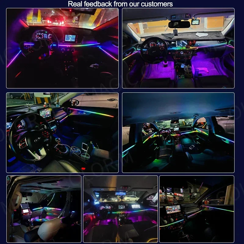 Luzes LED Interior Carro 64 Cores | App Bluetooth | 18 Tiras
