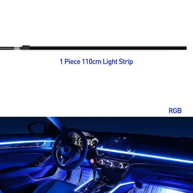 Luzes LED Interior Carro 64 Cores | App Bluetooth | 18 Tiras