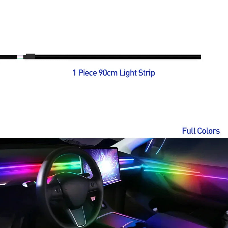 Luzes LED Interior Carro 64 Cores | App Bluetooth | 18 Tiras