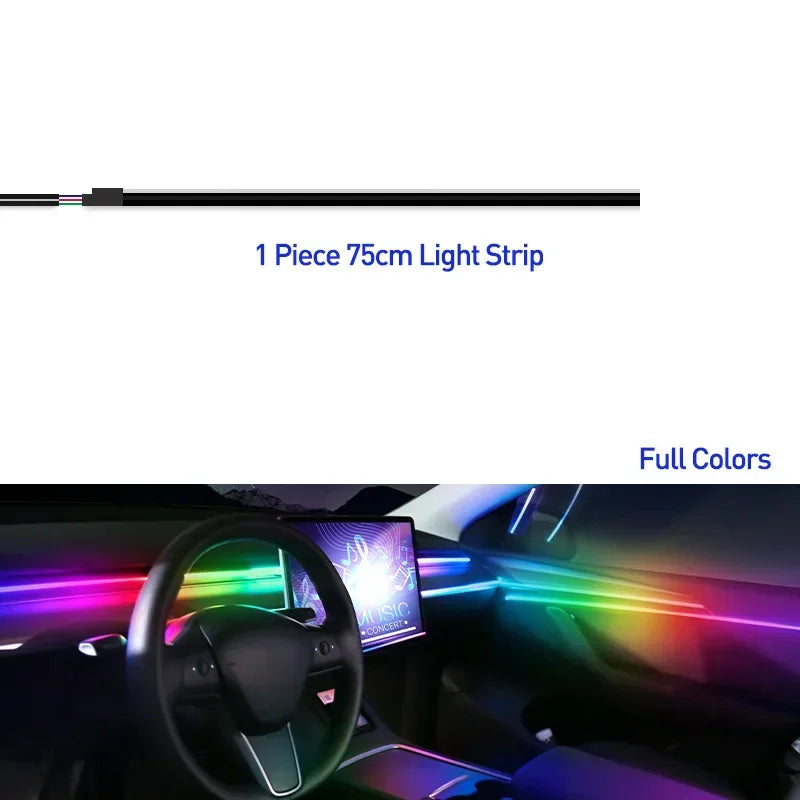 Luzes LED Interior Carro 64 Cores | App Bluetooth | 18 Tiras