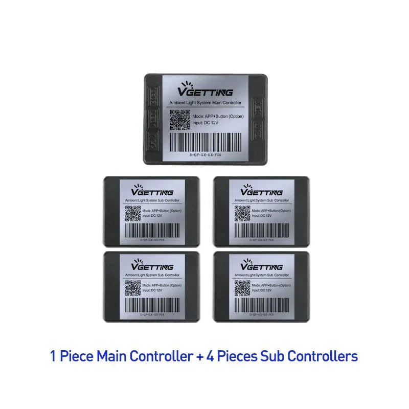 Luzes LED Interior Carro 64 Cores | App Bluetooth | 18 Tiras