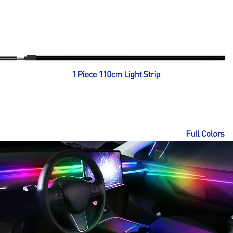 Luzes LED Interior Carro 64 Cores | App Bluetooth | 18 Tiras