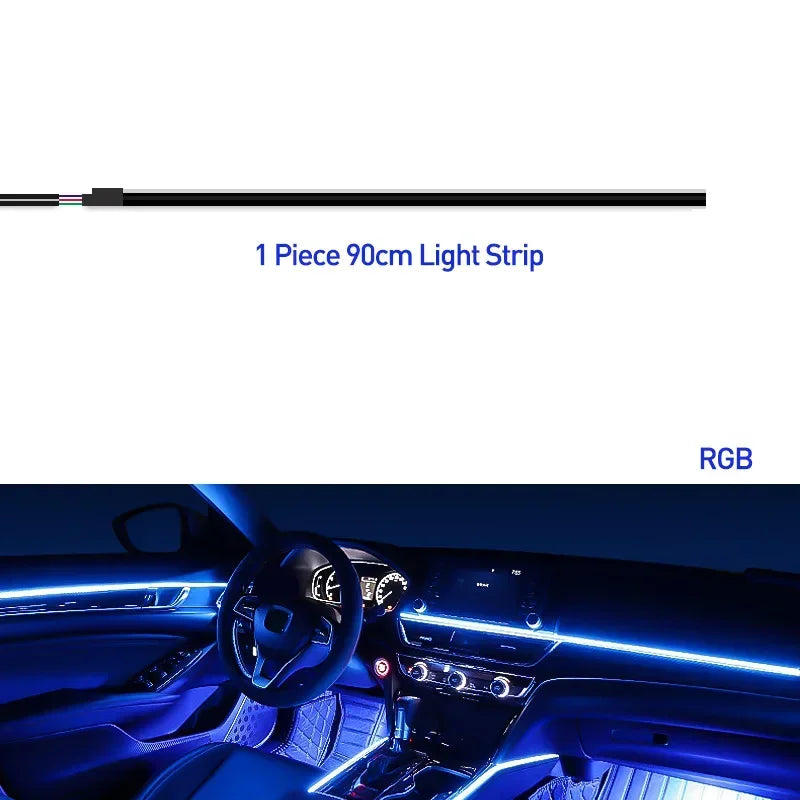 Luzes LED Interior Carro 64 Cores | App Bluetooth | 18 Tiras