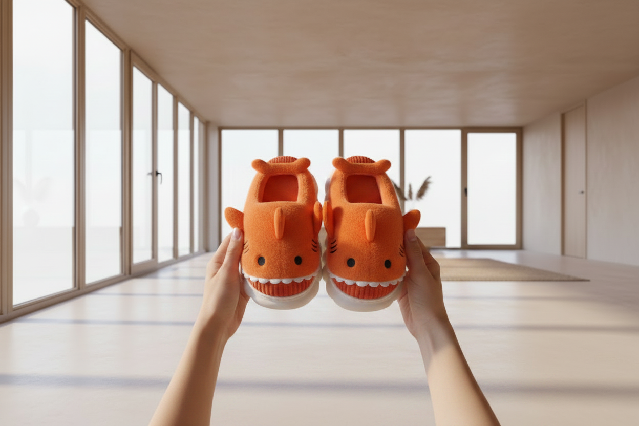 Pantufas Tubarão - Laranja
